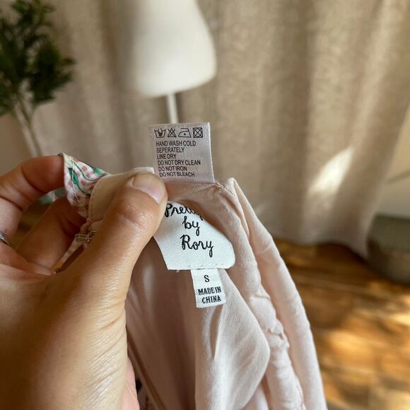 Pretty by Rory Pink Gingham Ruffle Floral Cut-Out Mini Dress Cottagecore Size S - Picture 8 of 8